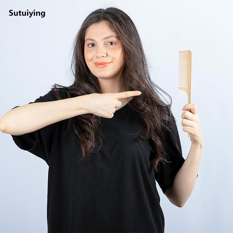 Sutuiying 3pcs Natural Handmade Bamboo Comb Set, anti-static - Wide, Rat Bargain price Tail, and Fine Tooth Styles - Suitable for All Hair Types.
