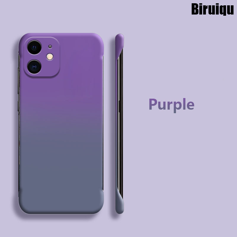 Biruiqu For iPhone 11 11 Pro Max Macaron Swoosh Gradient Colour Blocking Bezel-less Protective Case Slim Heat Dissipation PC Hard Phone Case