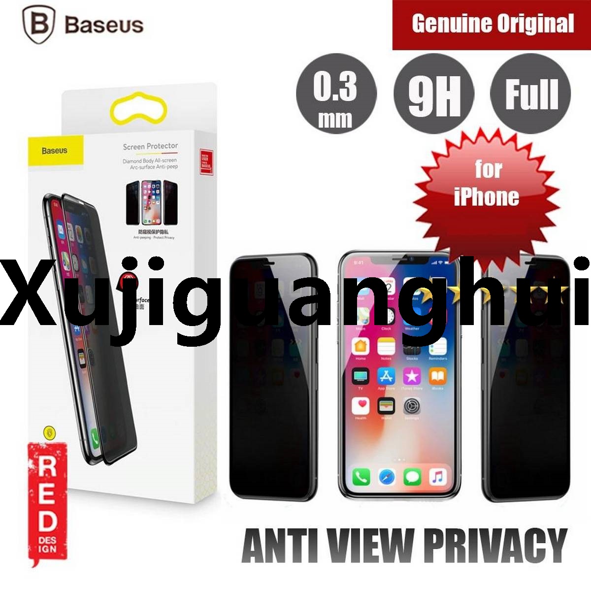 Xujiguanghui BASEUS iPhone 11 PRO / X / XS PRIVACY Anti Peep View Full Coverage Tempered Glass - Black