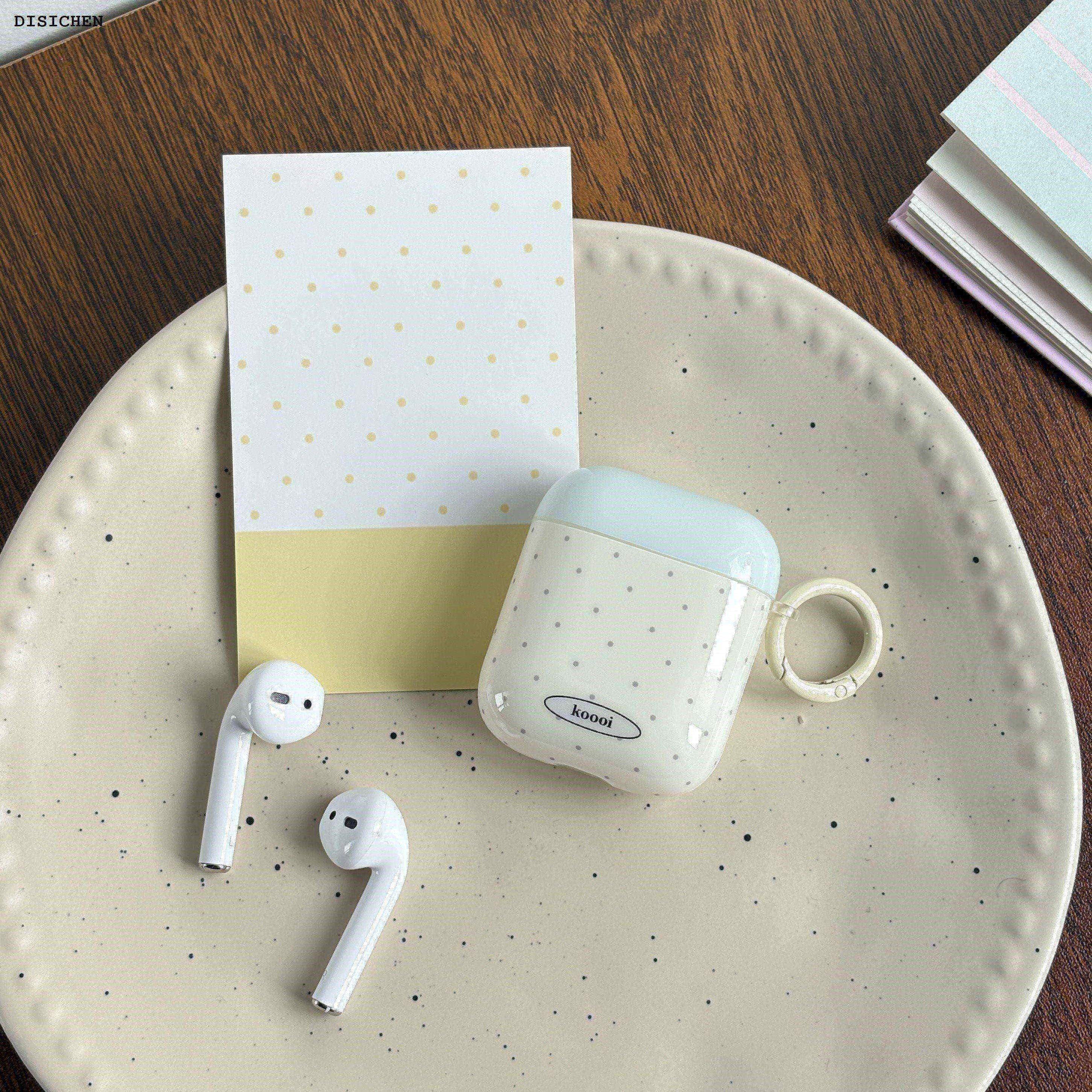 DISICHEN Anrushide Simple Korean Mint Green Cover Full Screen Small Dot Luxury Pattern Earphone Case for AirPods 1 2 3 4 Pro Pro2