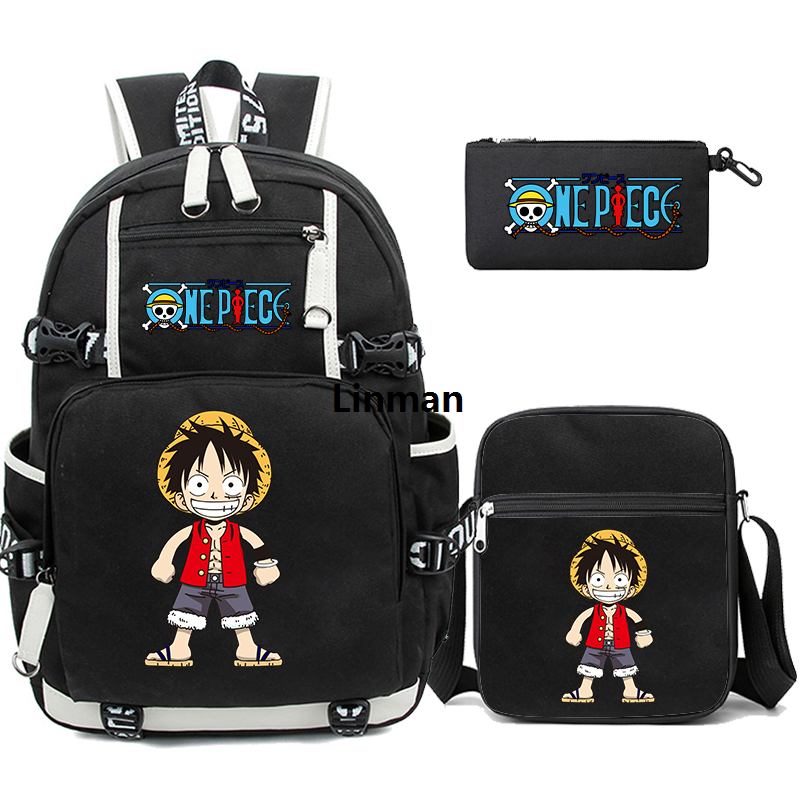 3Pcs/set Anime One Piece Big Capacity Backpack Monkey D. Luffy Teenagers Student Schoolbag Boy Girl Rucksacks Back To School