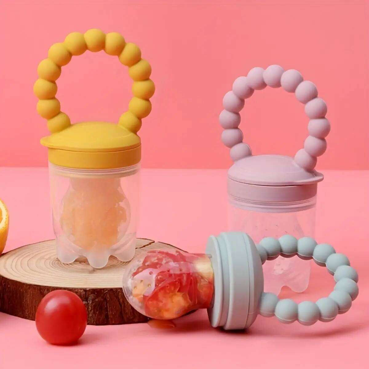 3pcs Childrens Silicone Fruit & Vegetable Feeder With Handle - Perfect Food Supplement Pacifier ,Christmas, Halloween, Thanksgi