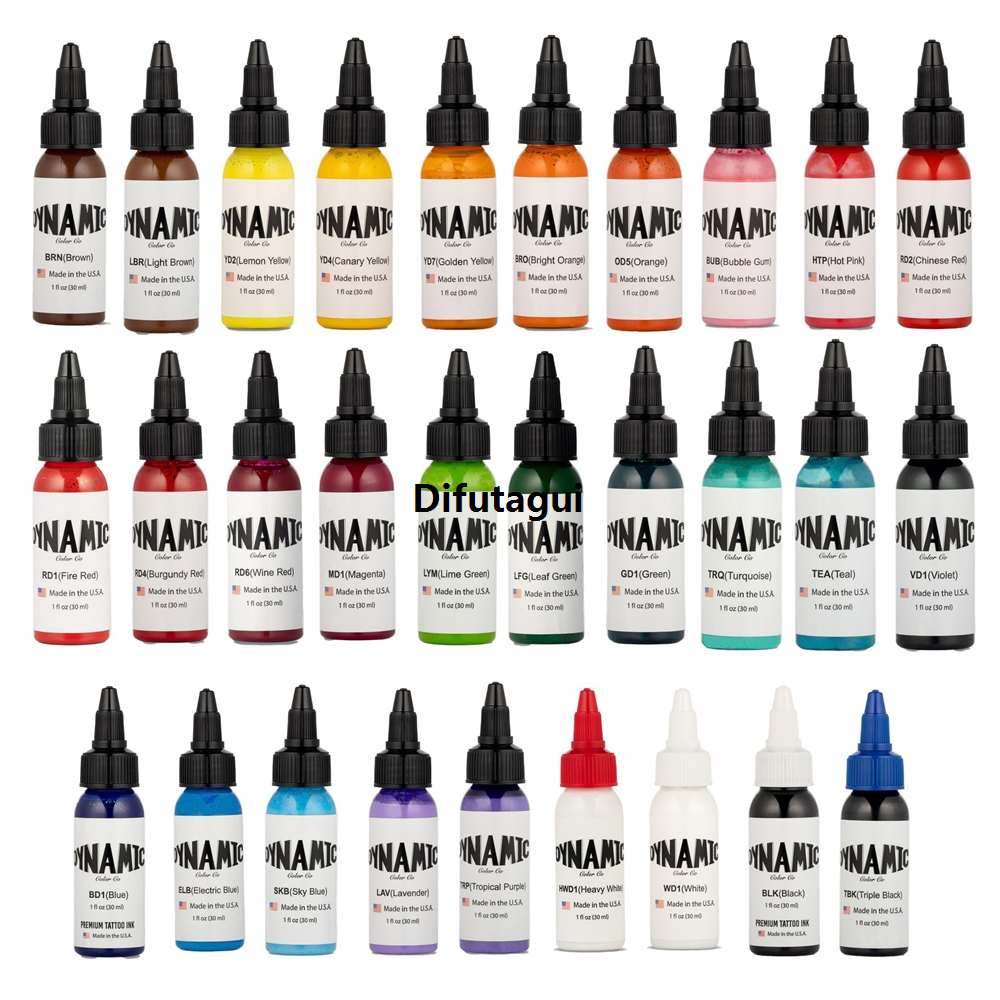 Difutagui New 30ml Dynamic Brand Professional Tattoo Ink Pigment For Body Safe Rave Natural Permanent Makeup Tattoo Machine Supplies