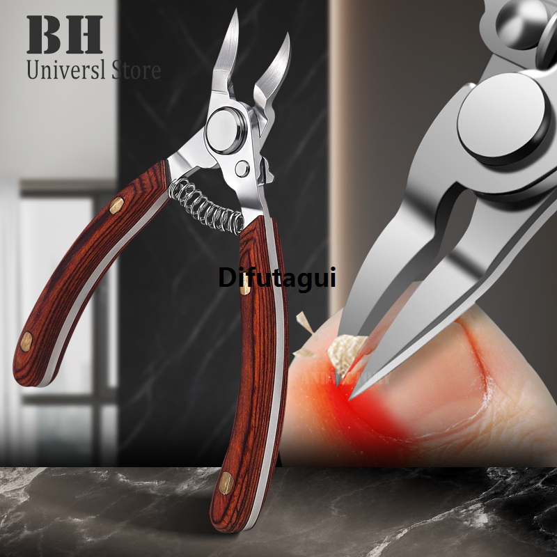 Difutagui 2025 NEW 1Pcs Wooden Handle Toenail Clipper Cutters For Ingrown Thick Original Nails Curved Blade Professional Manicure Pedicure ScissorsTool