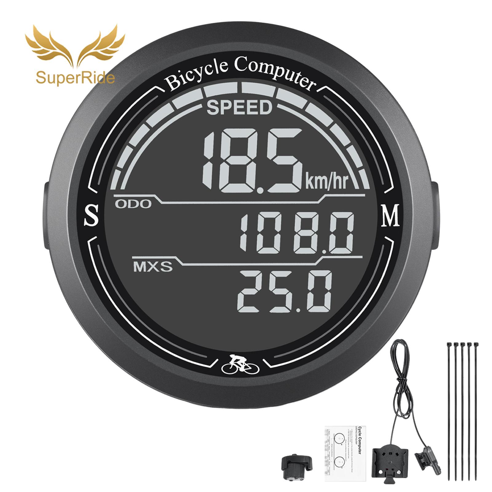 SuperRide Bicycle Stopwatch Wireless Bike Speedometer Odometer Large Screen Ip67 Waterproof Easy Install Magnetic Computer Easy-to-read Bike