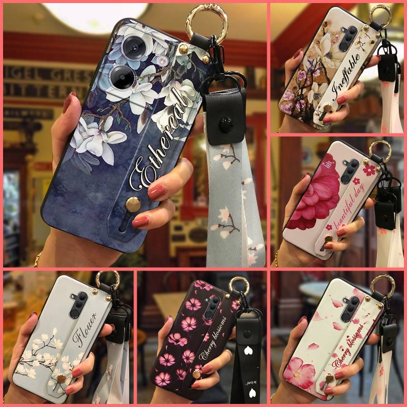 Kickstand Lanyard Phone Case For Xiaomi Poco M7 Pro 5G Durable Phone Holder Flower Soft case Wrist Strap protective ring