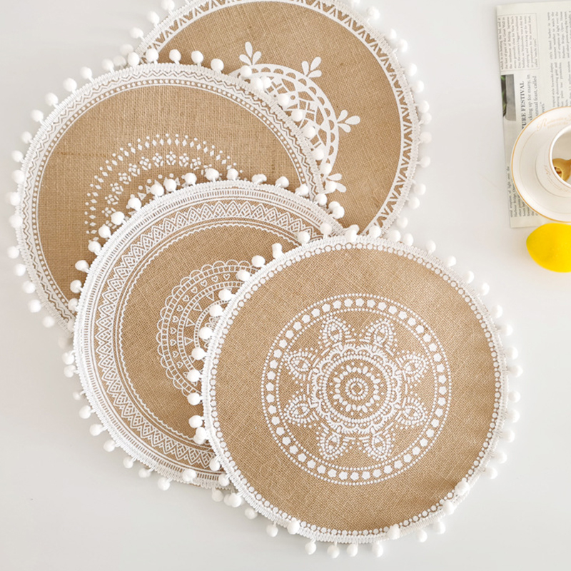 Ins Style Simple Hand-Woven Jute Placemats Coasters Retro Cotton Linen Decorative Mats Vase Mats Kitchen Accessories DD7