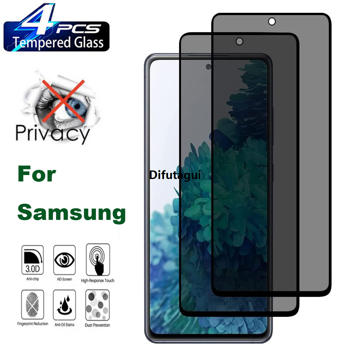 Difutagui 2/4Pcs Anti Spy Privacy Black Glass For Samsung Galaxy A54 A34 A14 Sales promotion A15 A25 A35 A05 5G Screen Protector S20FE A53 A55 S21FE Glass