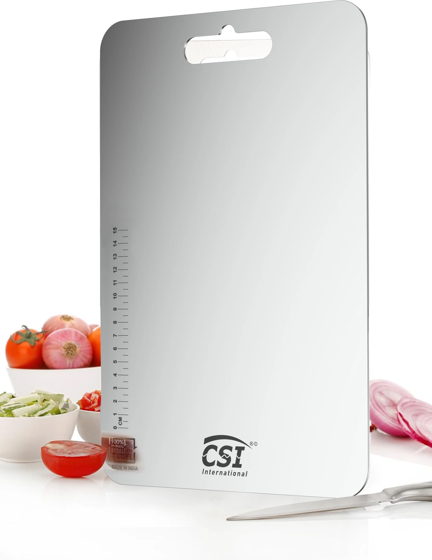 CSI INTERNATIONAL 36 x 26 CM Premium Stainless Steel Chopping Board | Heavy Duty Cutting Board for Kitchen | Rust Resistant | Dishwasher Safe