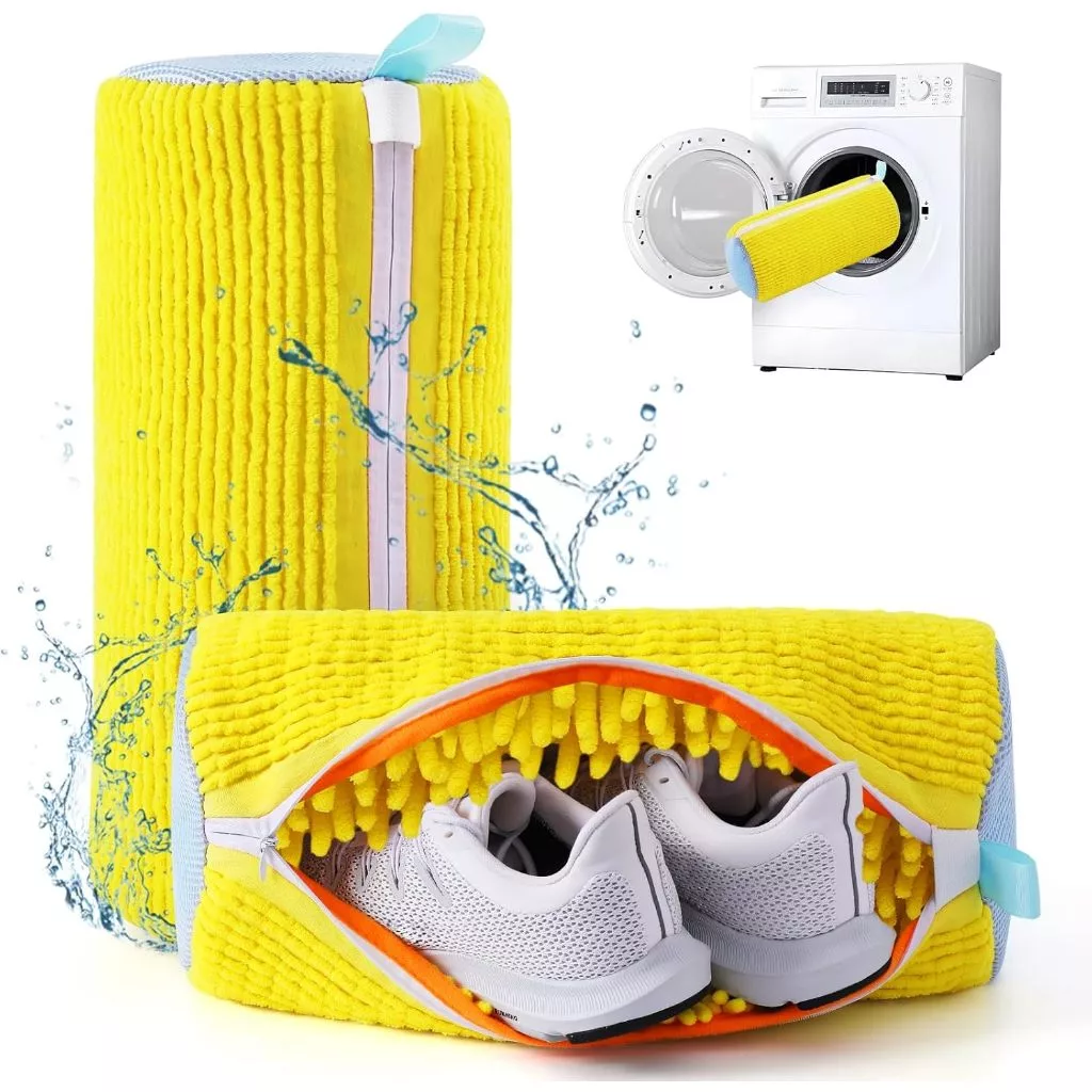 MRR Smart Choice Premium Shoe Washing Machine Bag for Washer & Dryer 1Pcs | Reusable Sneaker Cleaning Mesh Laundry Bag with Chenille Microfiber | Shoe Cleaner Bag for Running, Tennis & Sports Shoes | Protective Zipper Shoe Wash Bag
