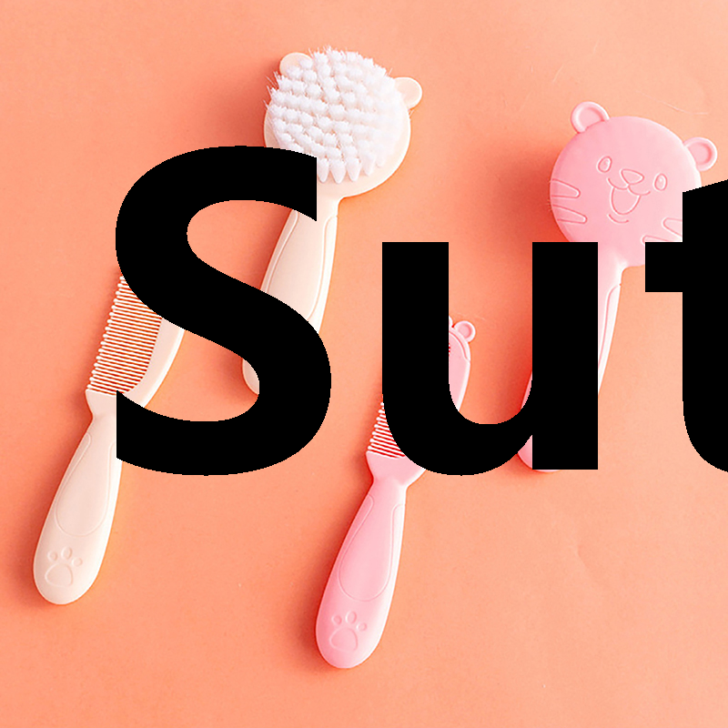 Sutuiying 2pcs Baby Hairbrush Comb Portable Newborn Toddlers Nylon Soft Luxury Hair Brush Head Massager Comb Set Baby Kid Hair Care Supplies