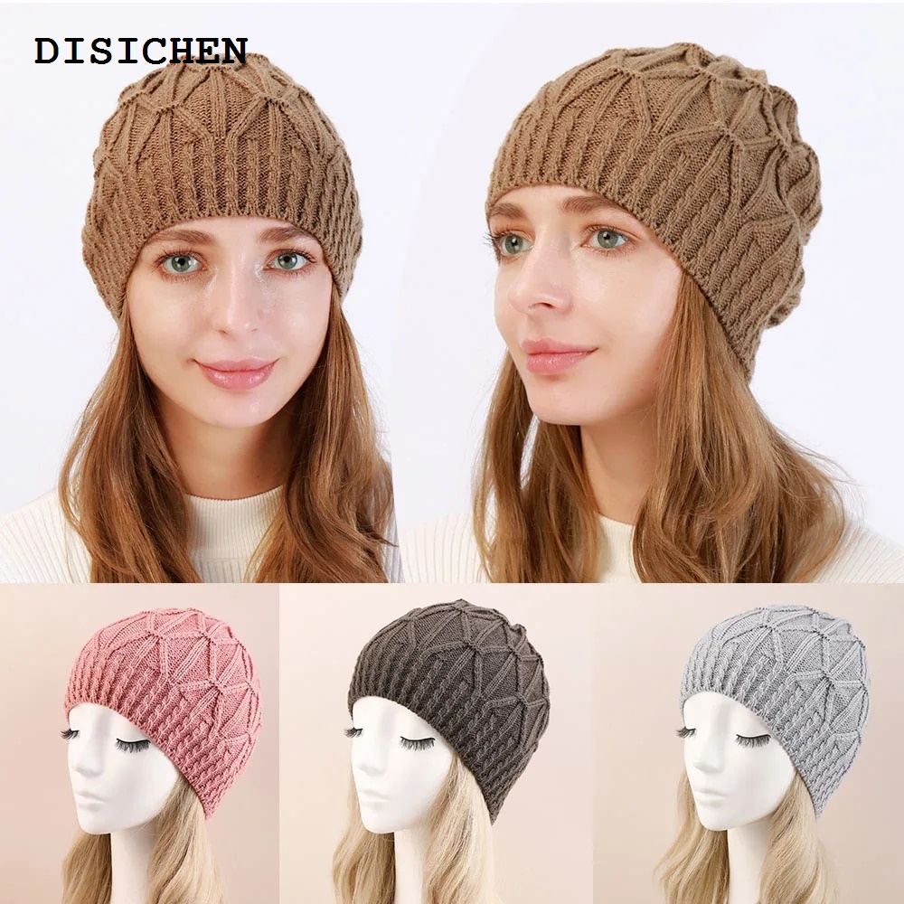 DISICHEN Portable Winter Hats for Woman New Beanies Knitted Brown Cute Hat Girls Autumn Female Beanie Caps Warmer Bonnet Ladies Casual Cap