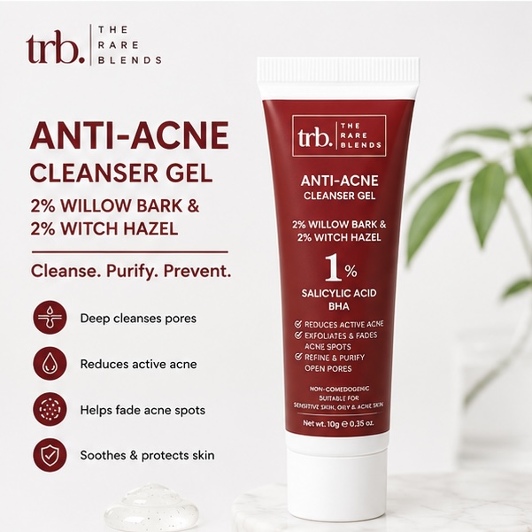 Trb. The Rare Blends Anti-Acne Cleanser Gel Enriched with 2% Willow Bark & 2% Witch Hazel & 1% Salicylic Acid BHA - 10g - image 1