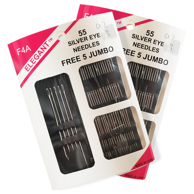 55 Pcs Stainless Steel Sewing Needle Set Big Eye Hand Sewing Needles Multi Size Embroidery Leather DIY Craft Tailoring Tools