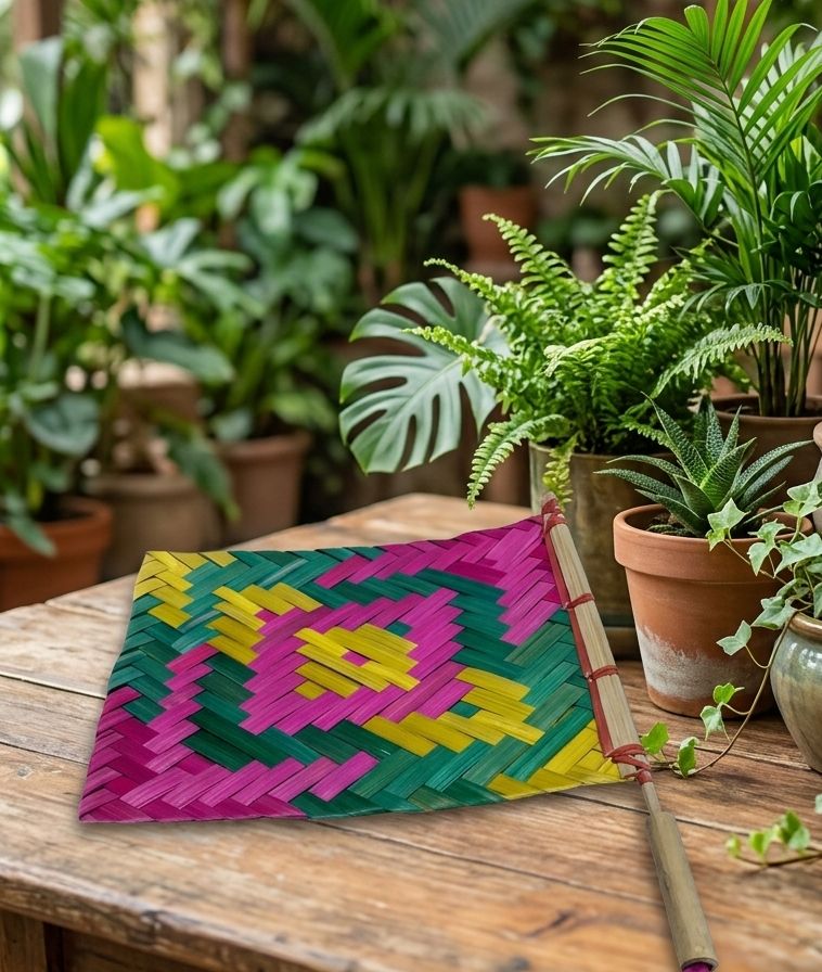 Bamboo Handicraft Handmade Natural Hand Fan Pankha Bena for Natural Cool Air Organic Natural Eco-Friendly