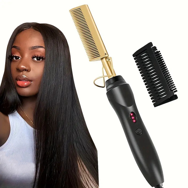 Hair Straightener Comb Wet Dry Hair Straightener Curling Iron Household Electric Comb 3In1 Straight Curling Comb