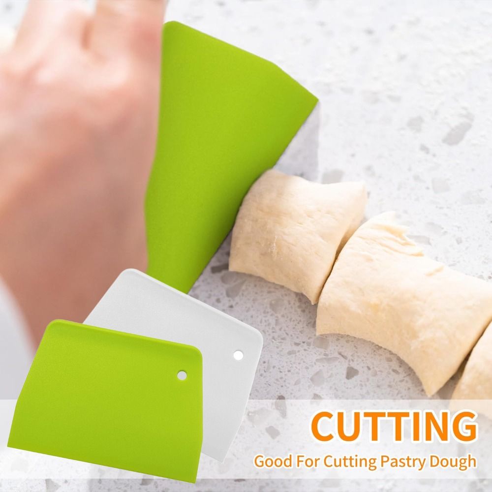 Hot Hard Multipurpose Scraper Durable Easy to Clean Practical Pastry Dough Scrapers Green White Easy to Use Bowl Scraper for Versatile Kitchen Use