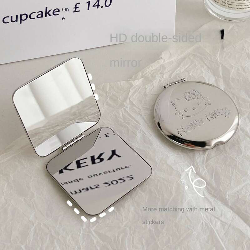 1Pcs Stainless Steel Makeup Portable Small Ins Handheld Double-sided Folding Mirror Beauty Tool New
