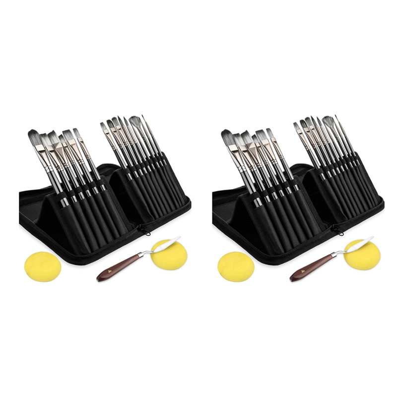 30PCS Acrylic Paint Brushes Set, Acrylic, Watercolor and Gouache Painting Brushes ForAmatures and Professional Painter