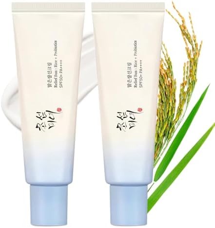 Relief Sun Organic sunscreen SPF50++++PA++++ Rice and Probiotics | Korean Skin Care Solution for All Skin Types | Nourishing Skin Protection and UV Defen