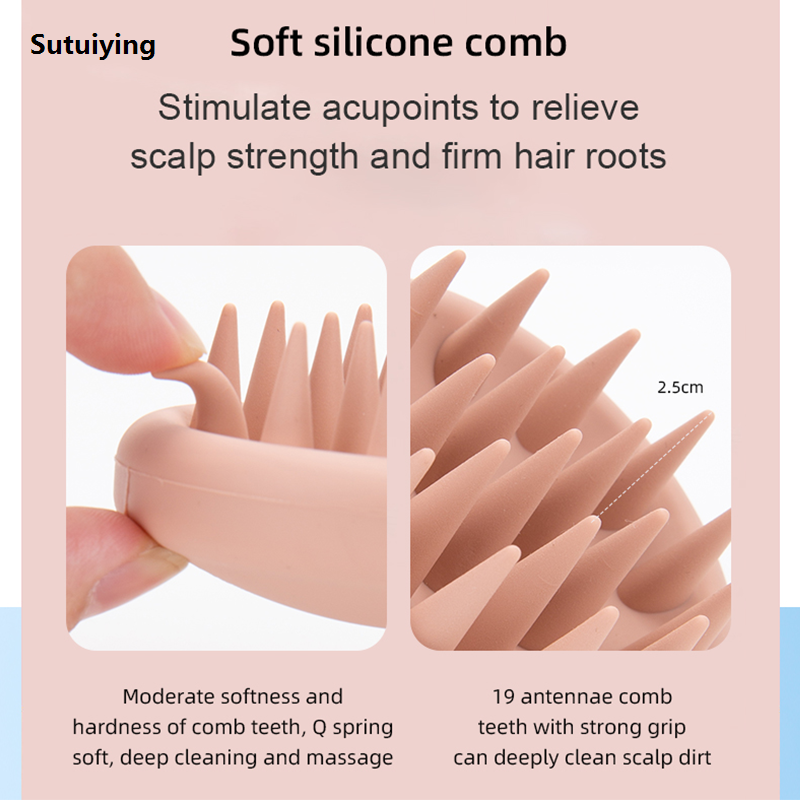 Sutuiying Soft Silicone Hair Shampoo Brush Scalp Massage Hairbrush Hair Luxury Care Tools Wet and Dry Shower Bath Spa Tools Holloween Gifts