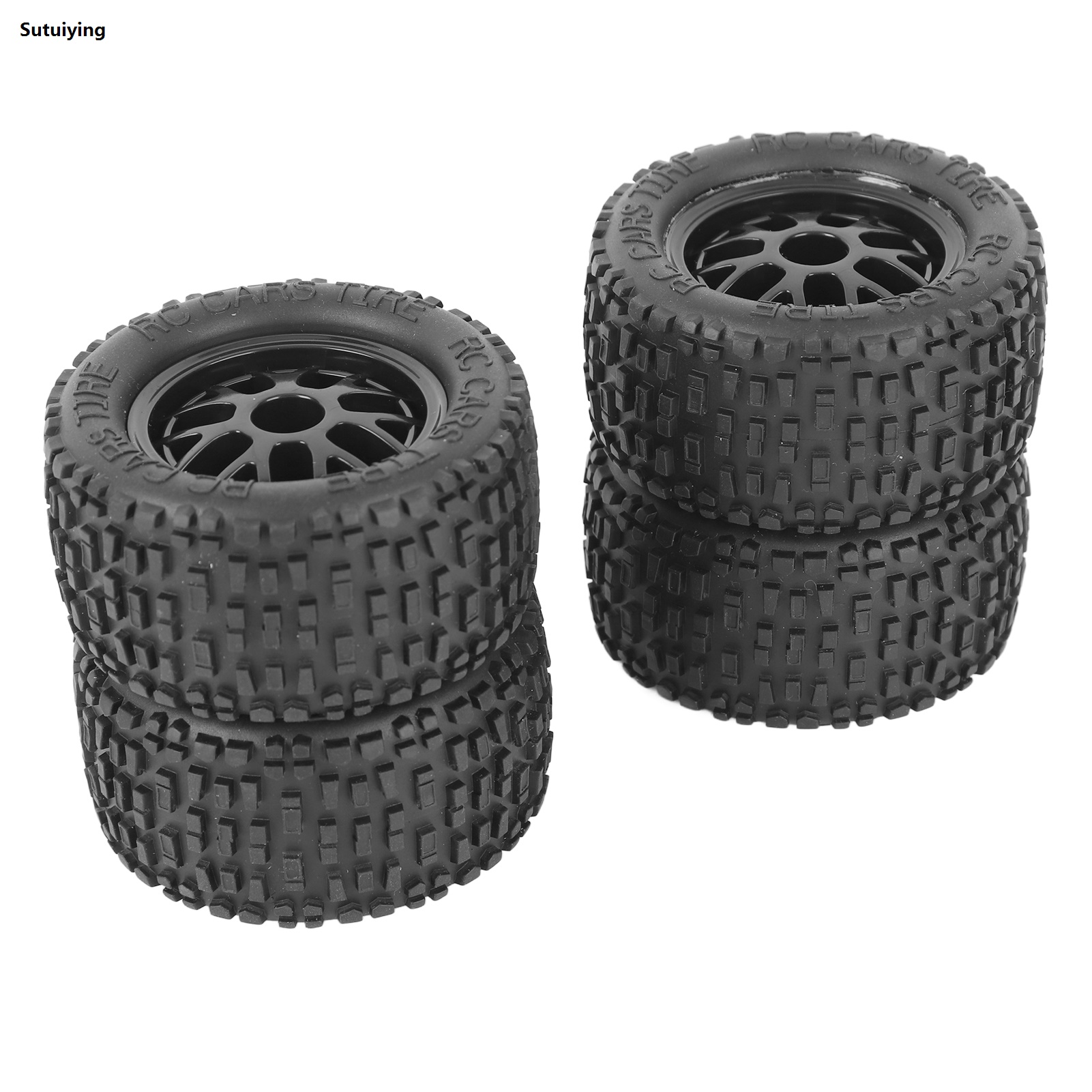 Sutuiying 4Pcs RC Tires Rubber Universal Truck Wheel New for 1:14 1:16 1:18 Car Model Accessory