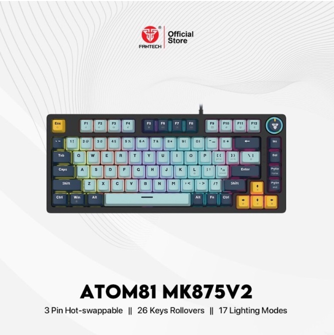 Fantech ATOM81 MK875 V2 Wired Mechanical Gaming Keyboard Mizu Edition