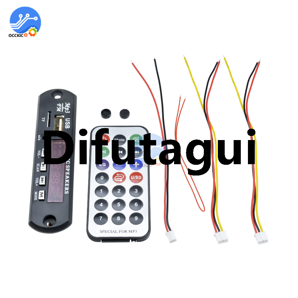 Difutagui Portable WMA Music SD Remote Control Audio FM12VMP3 Decoder Board Module TF Radio Player Car Wireless Decoder