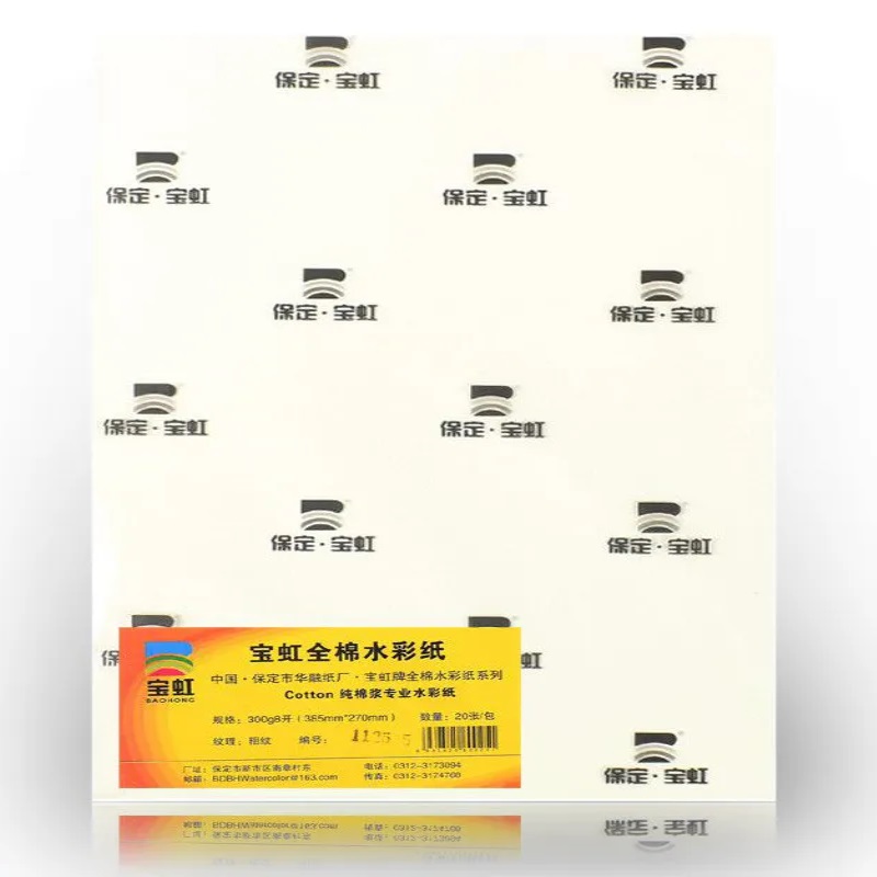 BaoHong Academy Watercolor Paper Sheets 200GSM, 560x760 mm, Pack Of 10 Sheets