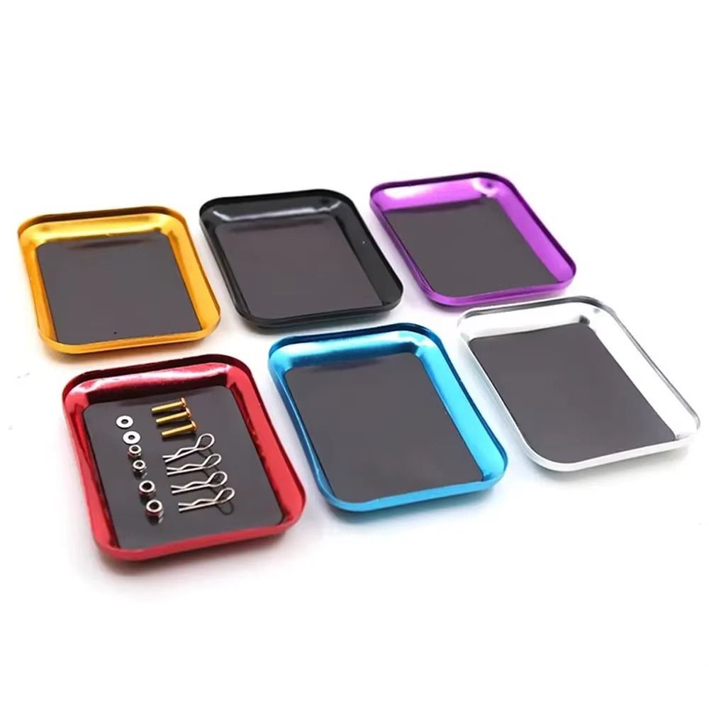 2PCS Repair Tool With Magnetic Pad Magnetic Screw Tray Plate Multipurpose Practical Mini Screw Mat Tray Aluminum Alloy Small Screws Disk Storage Plate Emote Control Car