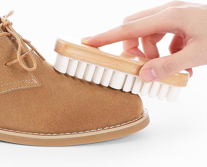 Shoe Cleaner Suede & Nubuck Cleaning Brush - Crepe Rubber Brush with Wooden Handle for Boots, Bags, Hats & Furniture