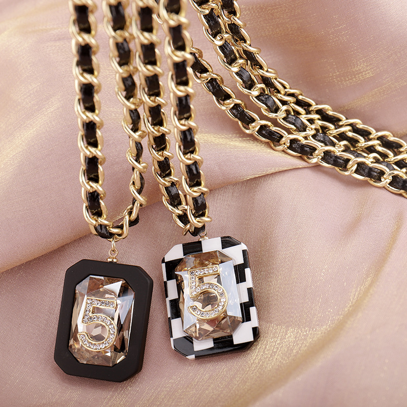 【Mega Sale】Long Necklace Women's and Chanel Style New Arrival Big Brand 5-Character Hanging Chain All-Match Sweater Chain for Autumn and Winter