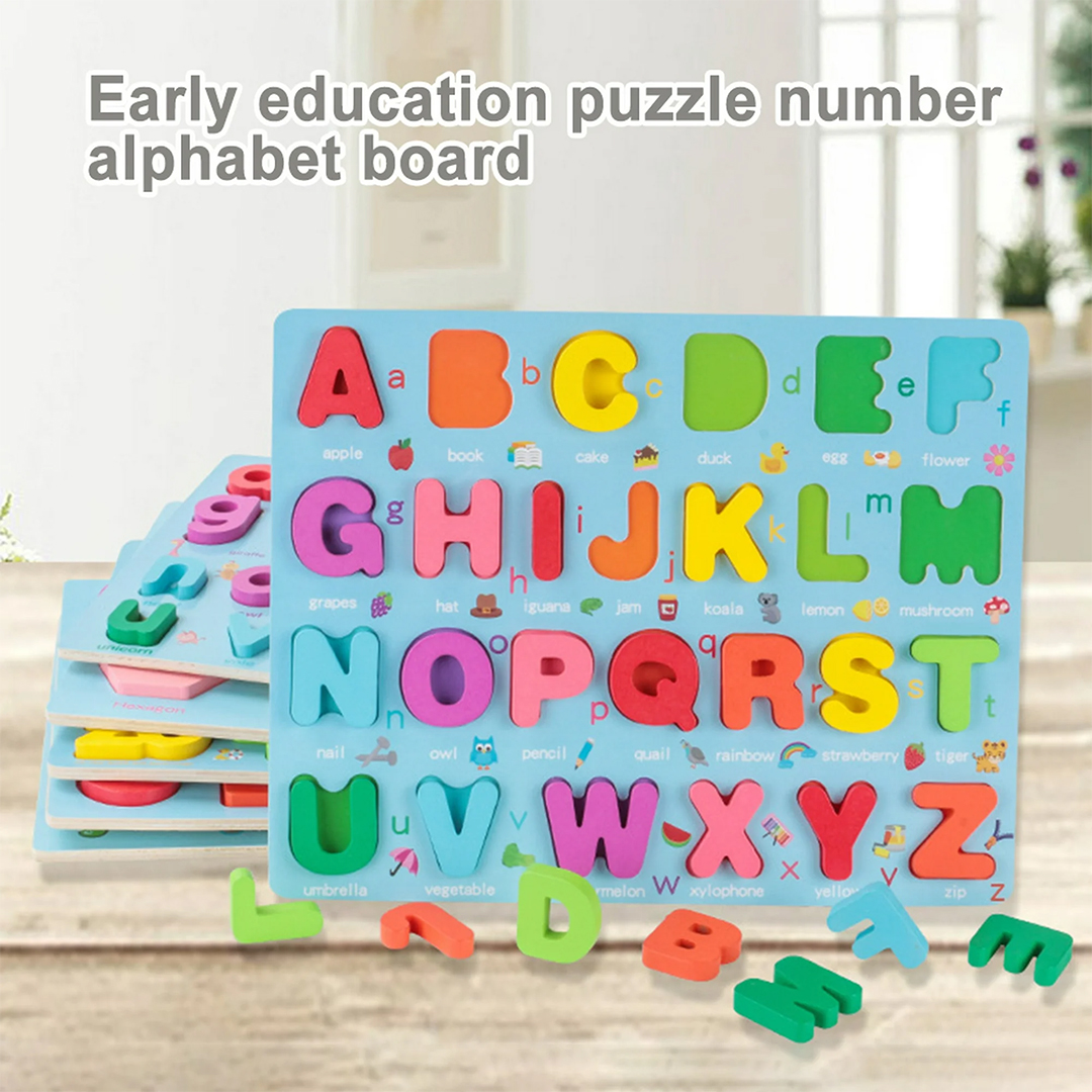 Wooden English Board With 3D 26 Alphabets Puzzle ABC For Kids
