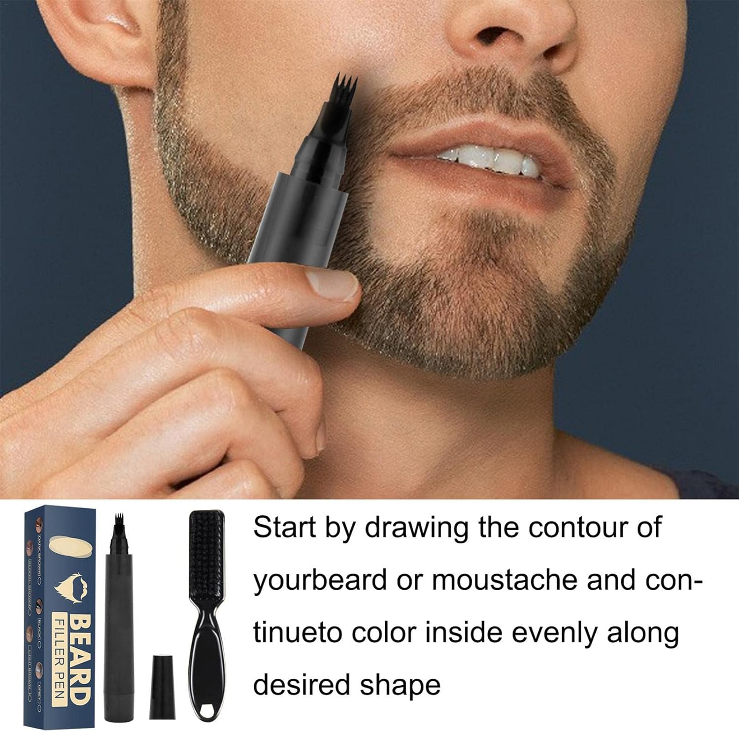 Beard Pencil Filler for Men - Waterproof & Long-Lasting Beard & Mustache Shaper