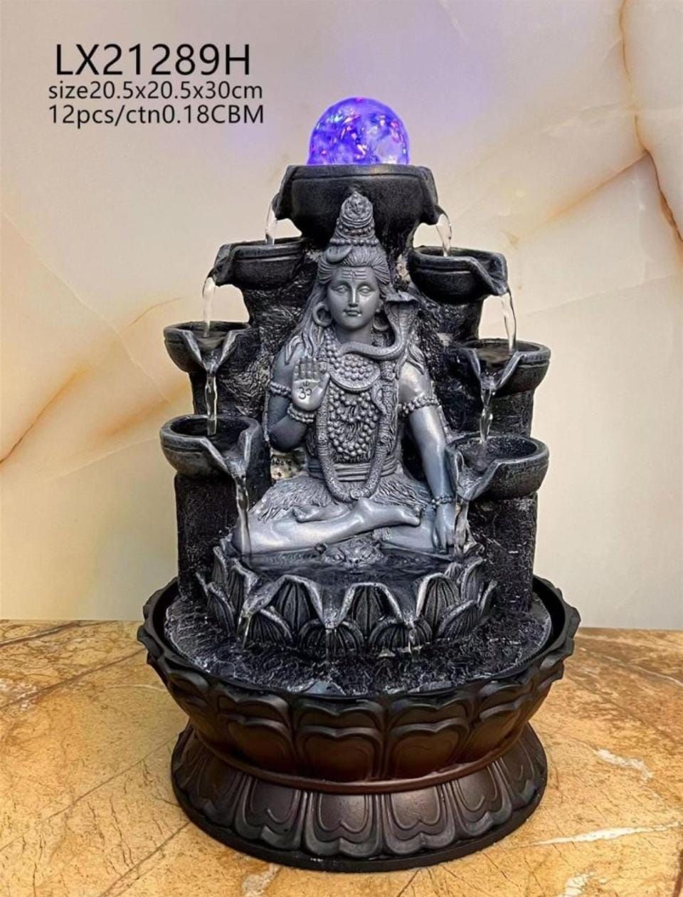 Lord Shiva And Radha Krishna Indoor Water Fountain With Ball Showpiece for Home Decoration with Crystal Ball Design Decorative Showpiece