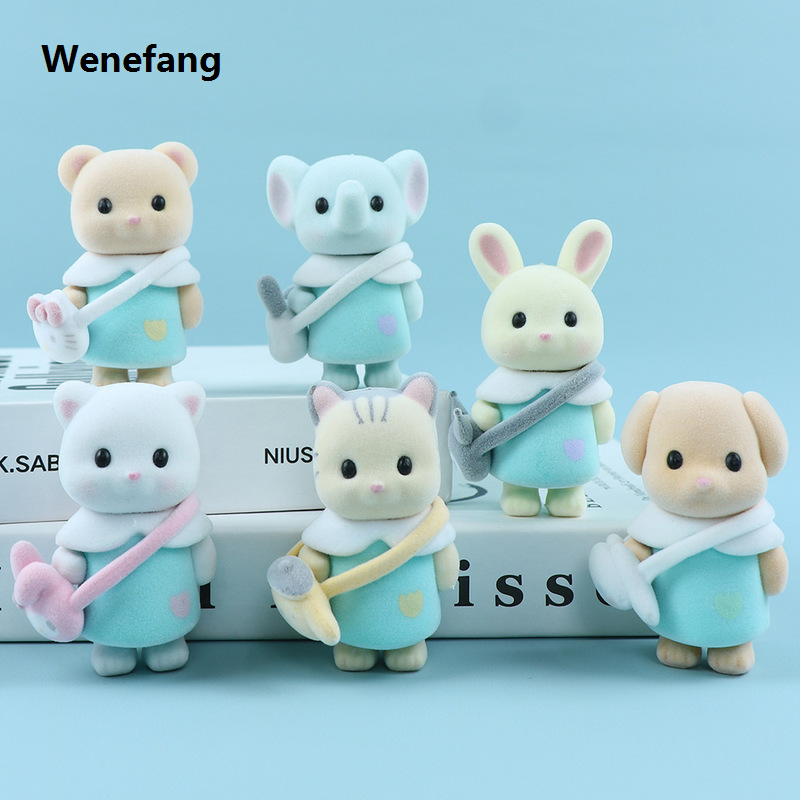Wenefang 6 Pcs/Set New Sylvanian Kawaii Cute Role Poodle Blind Box Figure Fifty percent discount Baby Doll Family Desktop Decoration Model Birthday Gift