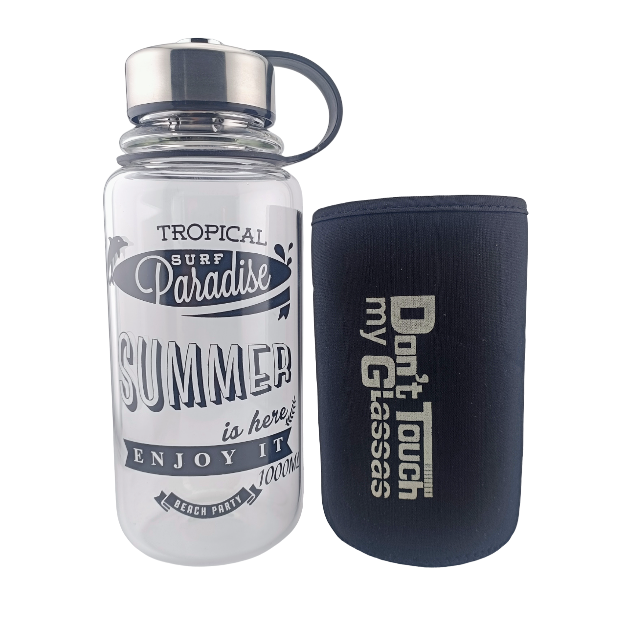 Transparent Borosilicate Glass Bottle With Strainer-1000ml