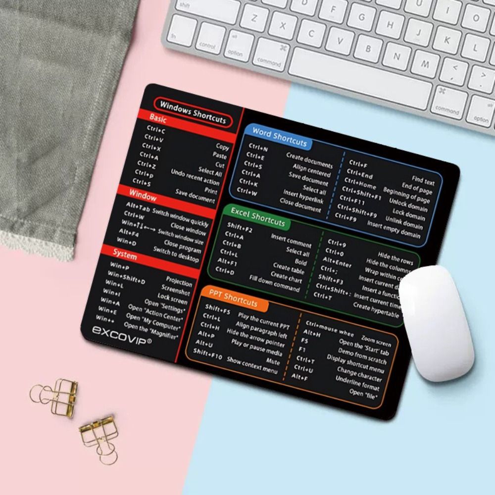 New Rubber Shortcut Mouse Pad Waterproof NonSlip Office Software Mousepad Extended Quick Key Mousepad Gaming Use