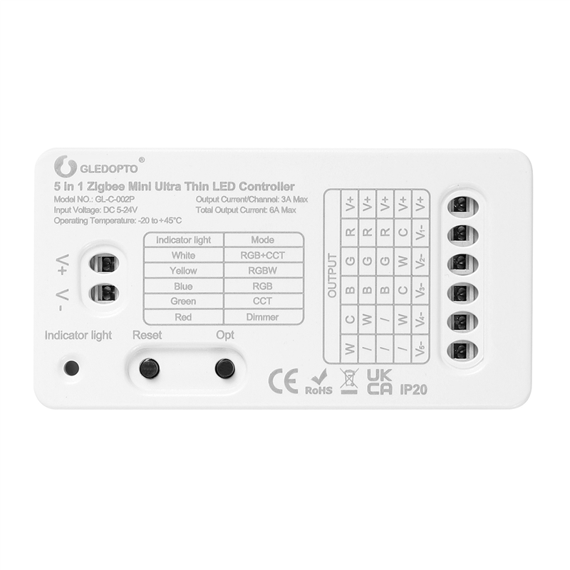 Zigbee 3.0 DC5-24V Mini 5 in 1 RGBCCT/RGBW/RGB/CCT/Dimmer LED Light Strip Controller for TV Backlight Kitchen Lighting