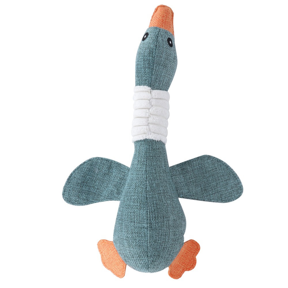 Durable Bite Linen Fabric Goose Pet Toy Plush Surface Squeaky Inside Squeaky Plush Toy Goose Shaped Tear Tough Dog Chew Toy Boredom Relief