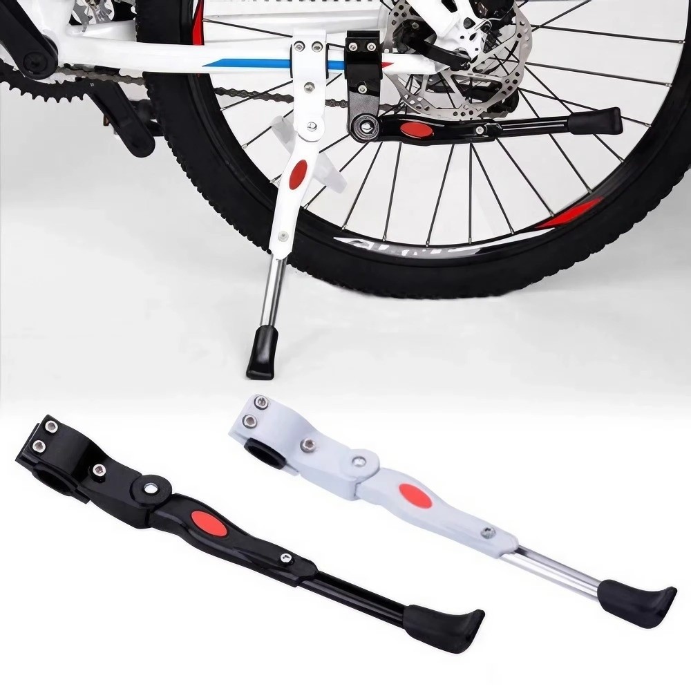 Universal Fit Aluminum Alloy Bike Kickstand Heavy Duty Length Adjustable Bicycle Side Support Sturdy Bicycle Rear Bracket for 22 24 26 Inch Mountain Bike