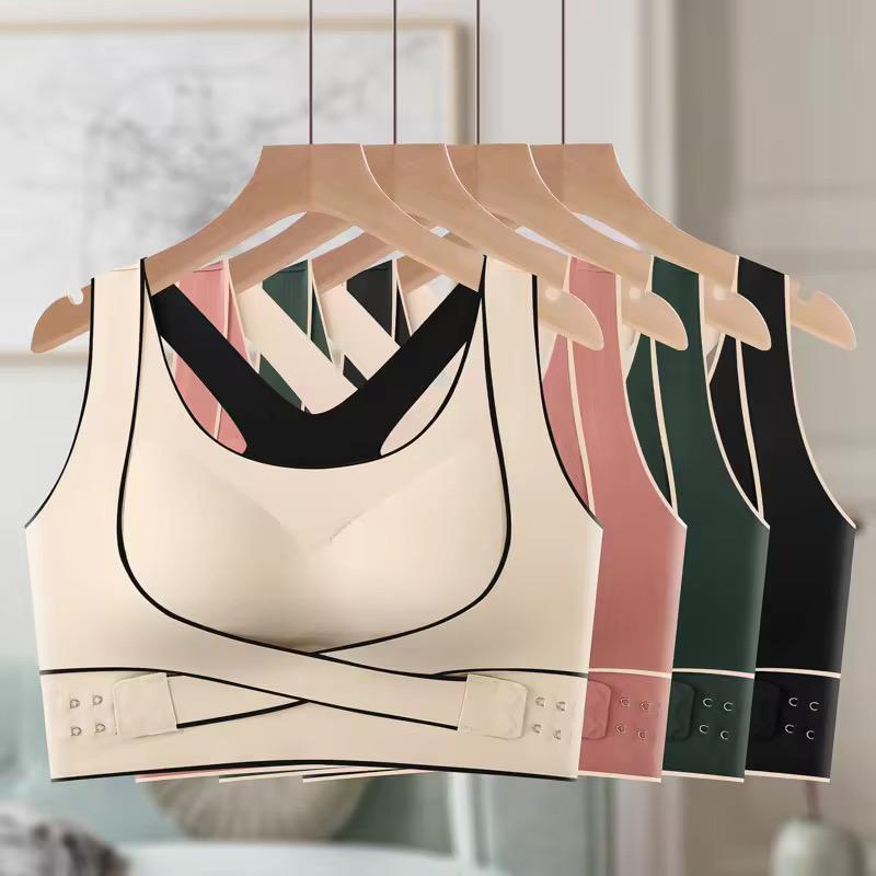 Yoga Sports Seamless Bra Front Button Cross Beautiful Back Wrap Chest Top Push Up secondary Breasts Anti - Sagging Bra