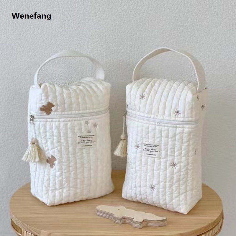Wenefang Portable Stroller Nappy Bag Quilted Baby Diaper Caddy Organizer 2025 Embroidered Mommy Bags Babies Accessories Changing Bag Storage