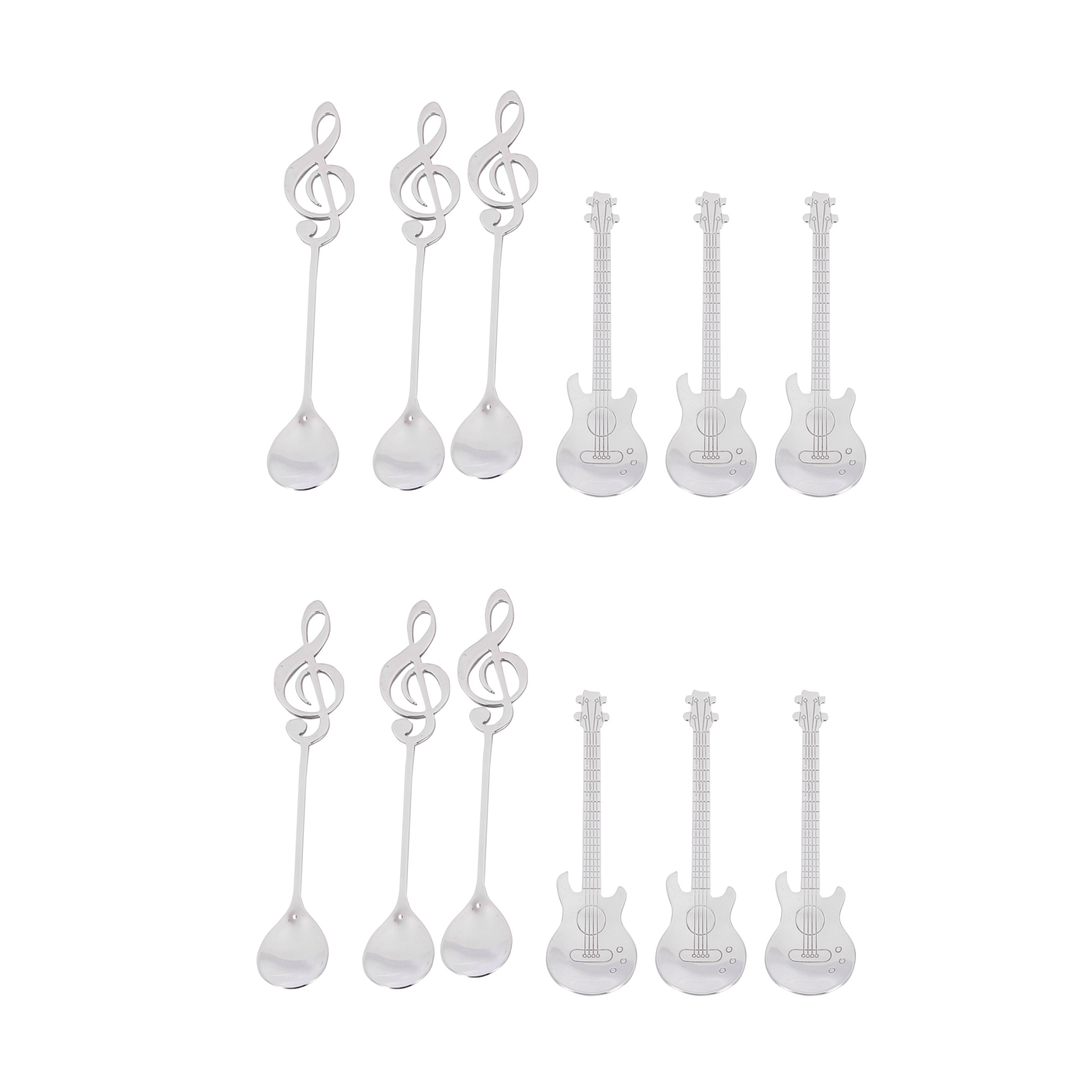 NAMUNY Coffee Spoons,12 Pack Cute Teaspoons Stainless Steel Staff Musical Notation Shaped (6 Music Note +6 Guitar)