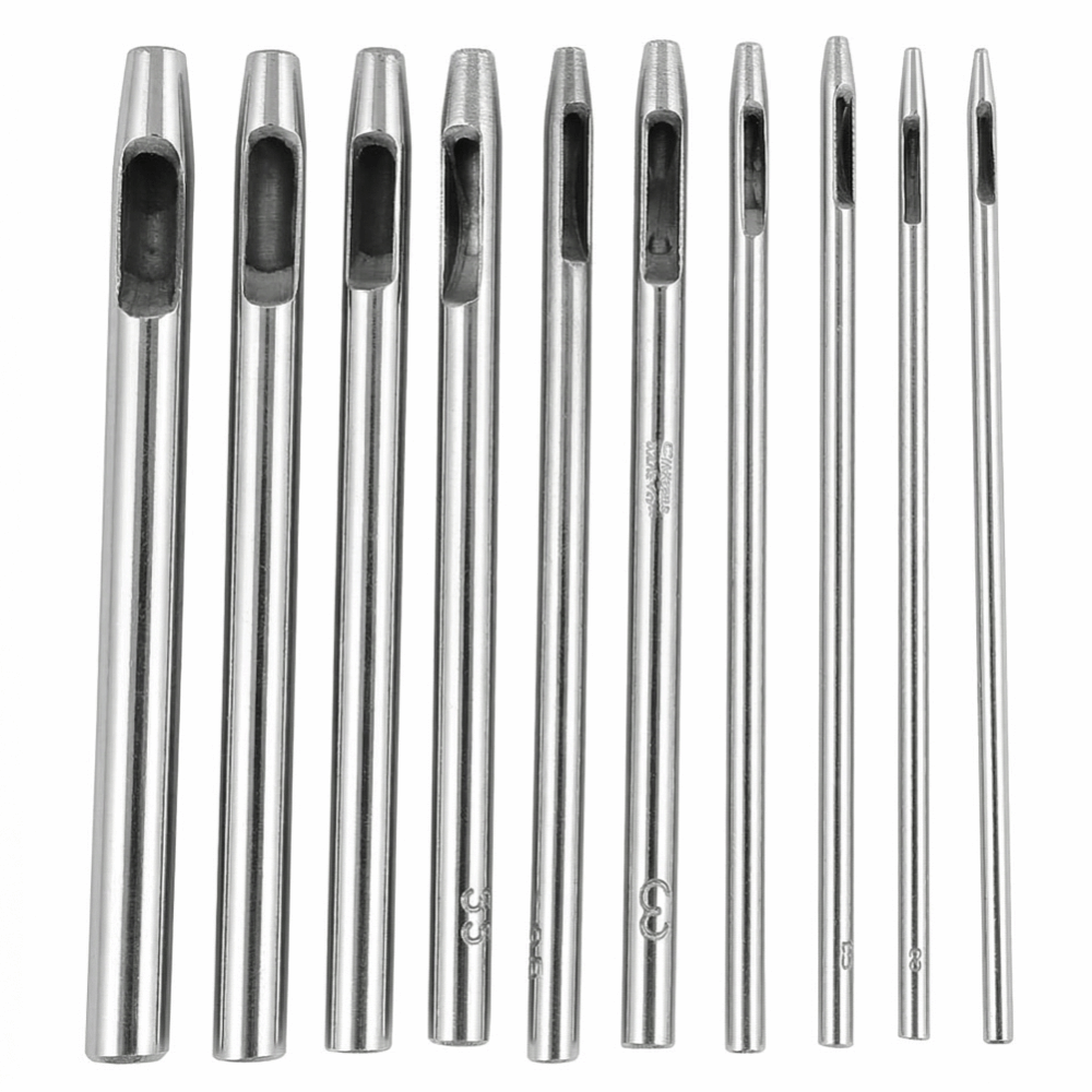 10 Pcs Durable 0.5mm-5.0mm Leather Hole Punch Set Metal/Steel Sharp Hollow Punch Set Round Punch Tool Kit Leathercraft & DIY Crafting