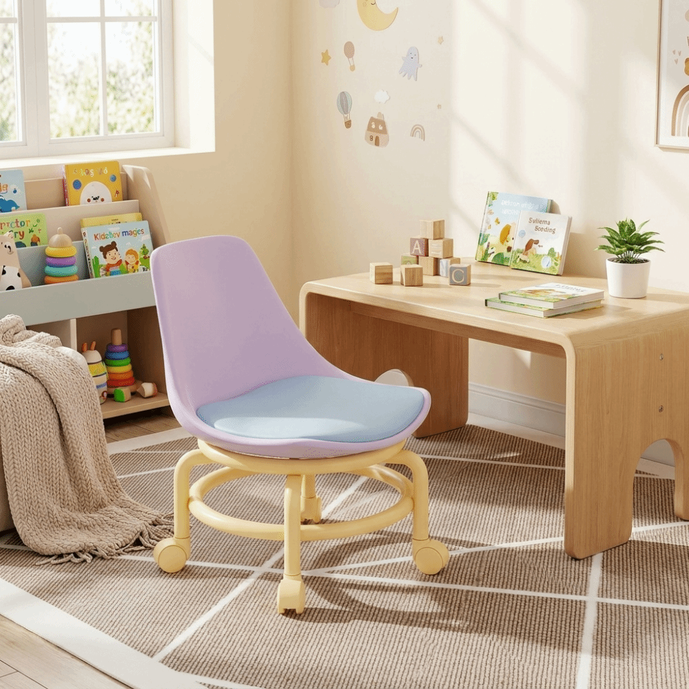 Long Sitting Comfort With Sliding Wheels Small Chair Universal Casters Cushioned Seat Stool Chair Compact Build With Backrest Low Stool Bedroom