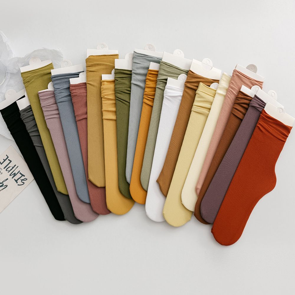 Solid Lolita Girls Summer Autumn Thin Frilly Socks Comfortable DIY Loose Stockings Under The Knee