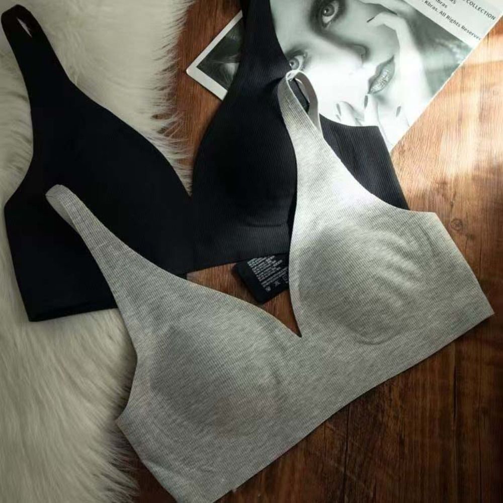 Fashion Traceless Triangle Cup Bra Seamless Thin Belt Push Up Bra Women Intimates Underwear Deep V Bra Women