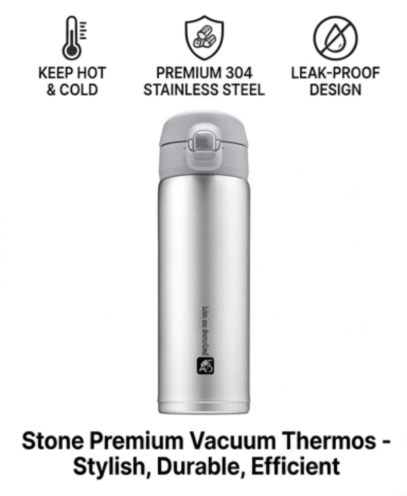 STHONE 480ml Stainless Steel Vacuum Flask One-Click Open Leak-Proof 304 Steel Double Wall Insulated Thermal Bottle for Travel Office