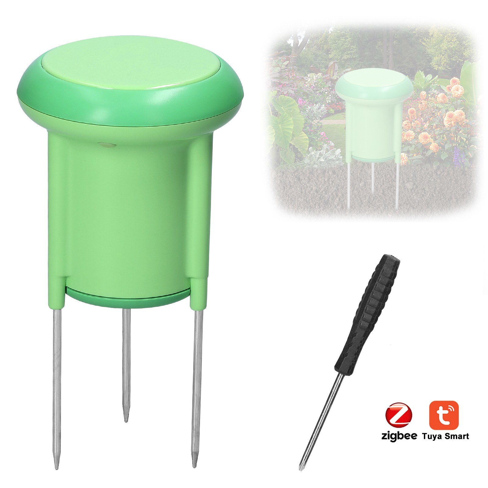 Tuya ZigBee Soil Tester Temperature and Humidity Sensor IP66 Grade Waterproof Mobilephone Tuya APP Control Support View History Device Sharing with Low Battery Alarm Function Needs to Be Required with Gateways
